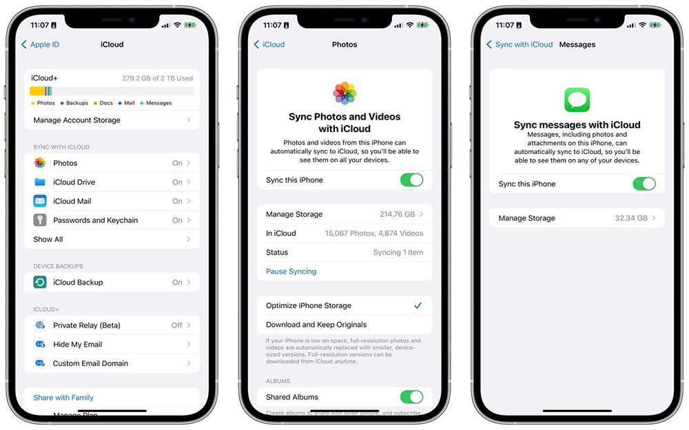 تنظیمات iCloud برای همگام سازی عکس‌ها، مخاطبین و اطلاعات بین دو گوشی آیفون با یک اپل آیدی