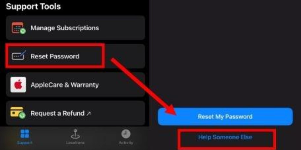 آموزش ریست رمز اپل آیدی با گزینه Reset Password در اپلیکیشن Apple Support