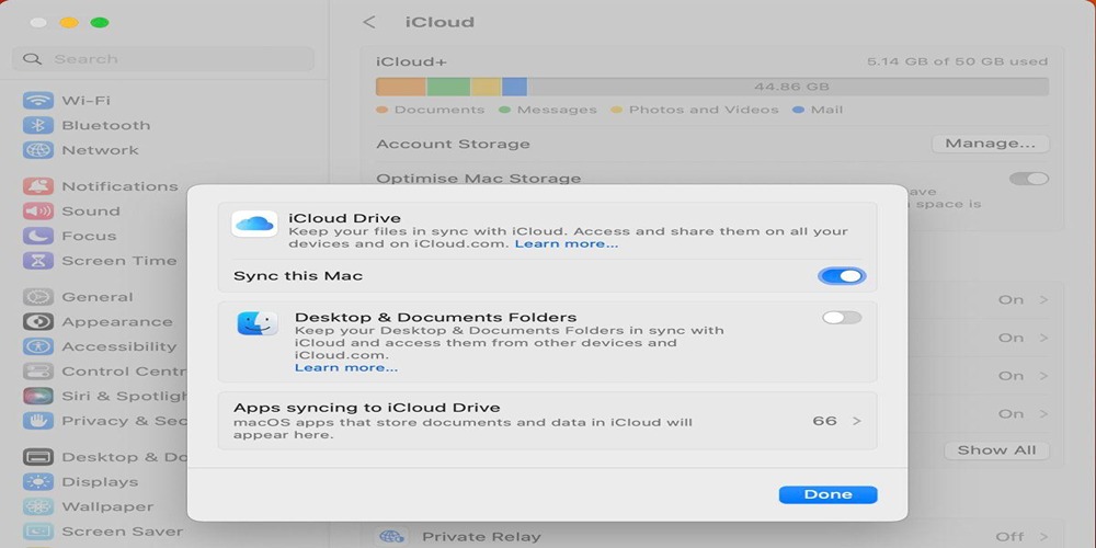 تنظیمات Apple Account در مک بوک پس از ورود به حساب اپل