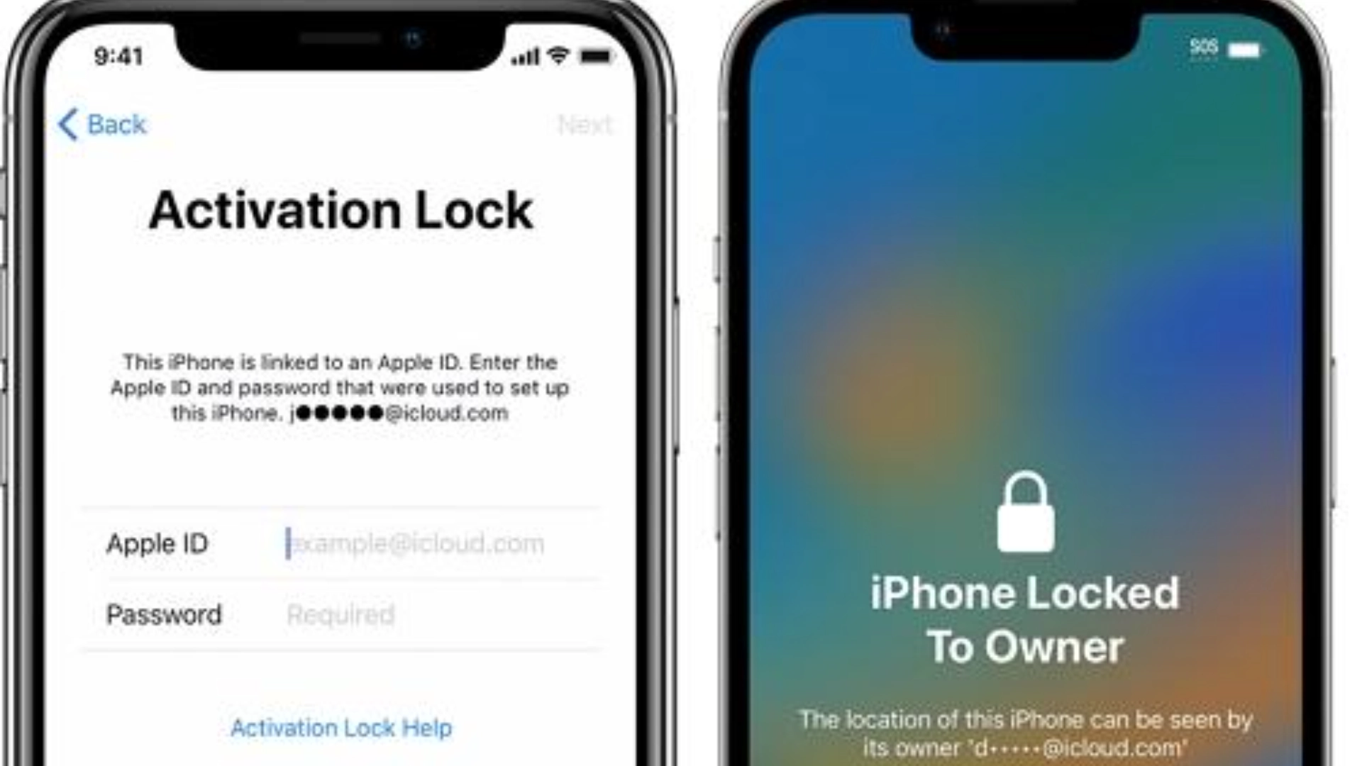 صفحه Activation Lock آیفون پس از قفل شدن دستگاه به دلیل استفاده از اپل آیدی کارتی و عدم دسترسی به اطلاعات بازیابی