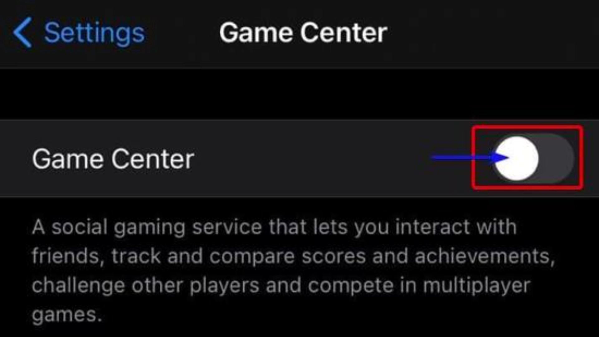 فعال کردن Game Center در تنظیمات آیفون برای اتصال اپل آیدی به بازی‌ها