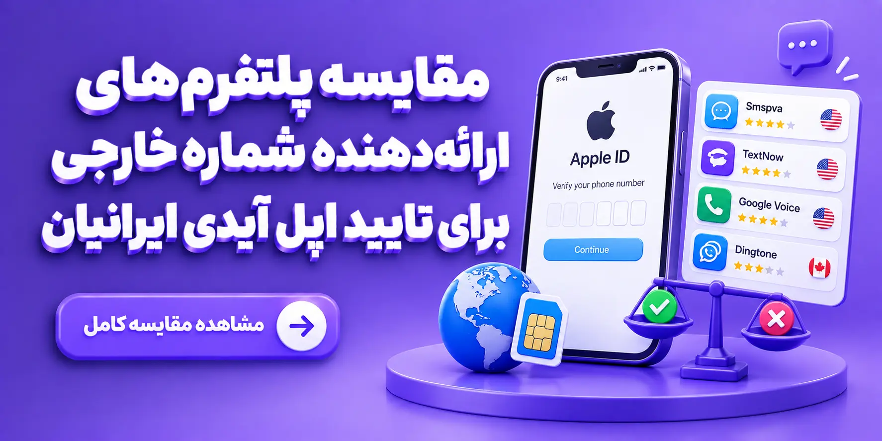 مقایسه پلتفرم های ارائه دهنده شماره خارجی برای تایید اپل آیدی ایرانیان